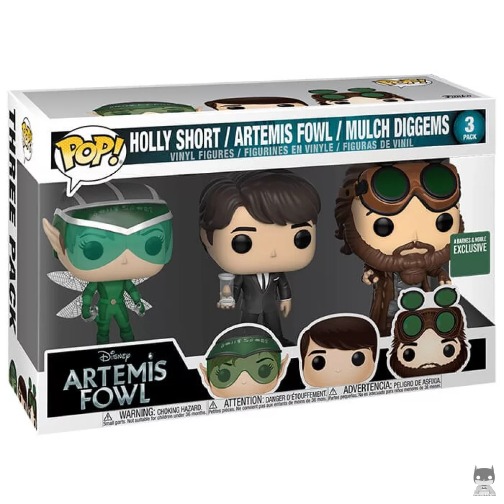 Figura Funko Pop! Holly Short, Artemis Fowl & Mulch Diggums en su caja