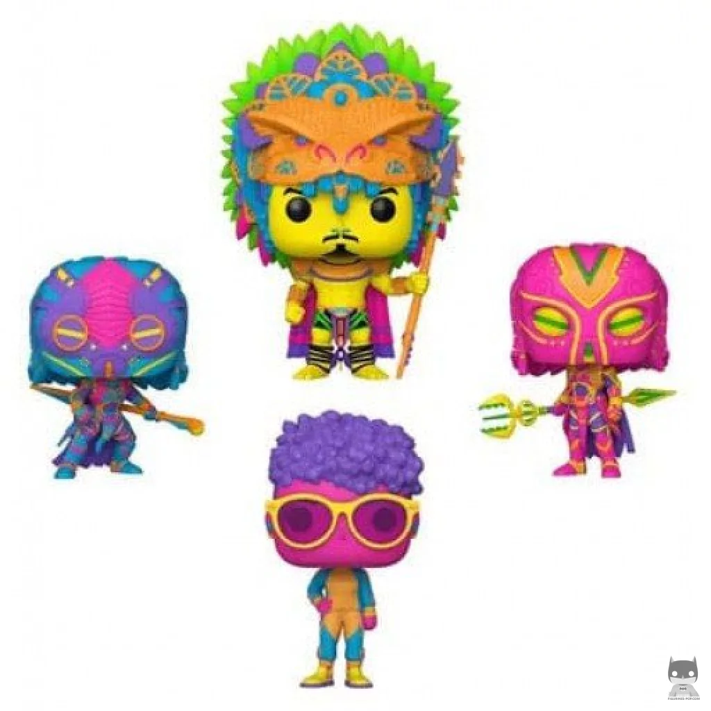 Figura Funko Pop! Rey Namor, Shuri, Okoye & Aneka (Luz negra) (Black Panther: Wakanda Forever)