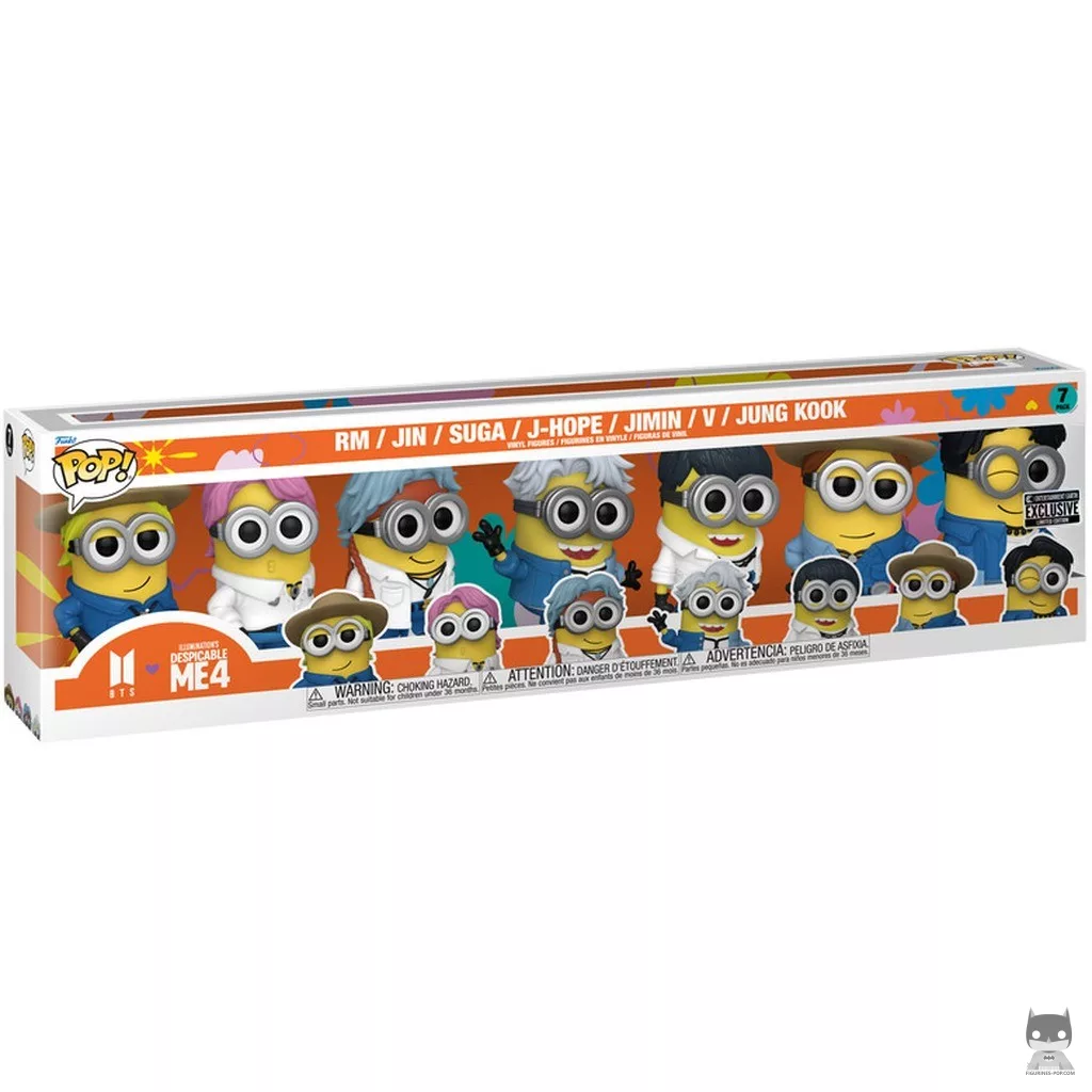 Figura Funko Pop! BTS x Minions pack de 7 en su caja