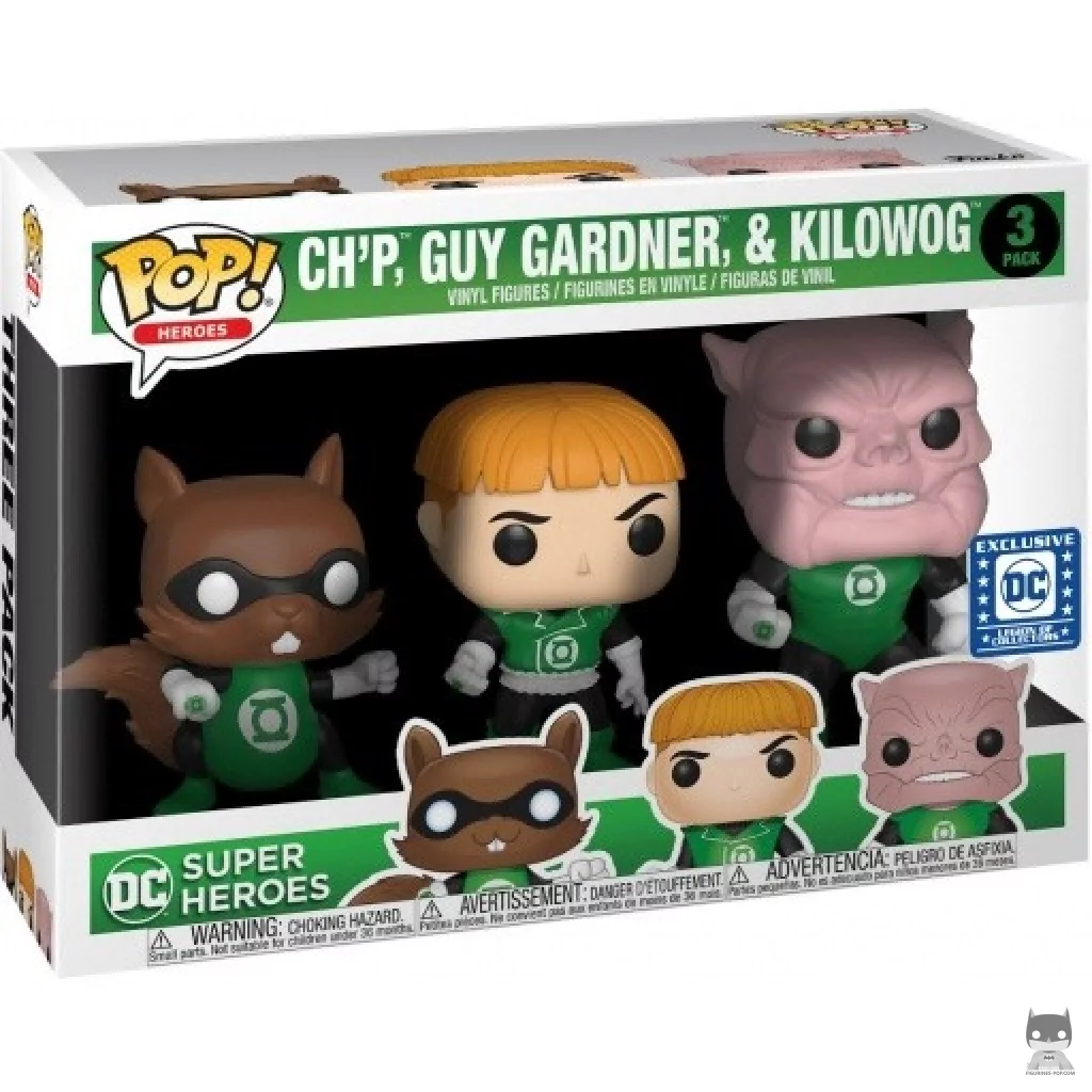 Figura Funko Pop! Ch'p, Guy Gardner & Kilowog en su caja