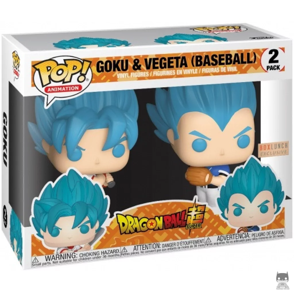 Figura Funko Pop! Goku & Vegeta jugando al béisbol en su caja