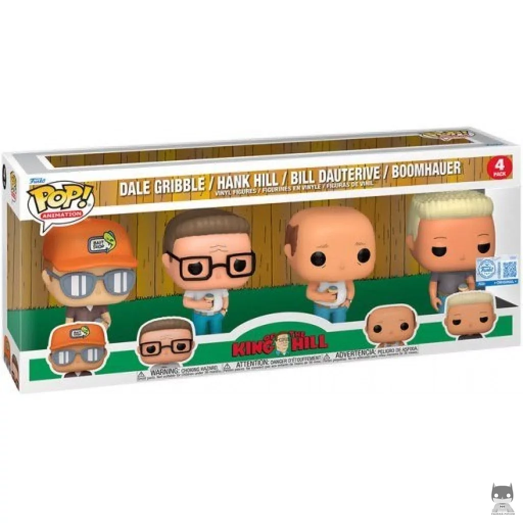 Figura Funko Pop! Dale Gribble, Hank Hill, Bill Dauterive & Boomhauer en su caja