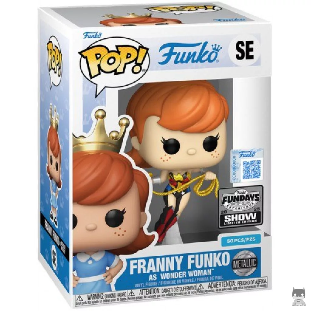 Figura Funko Pop! Franny Funko como Wonder Woman (Metalizado) en su caja