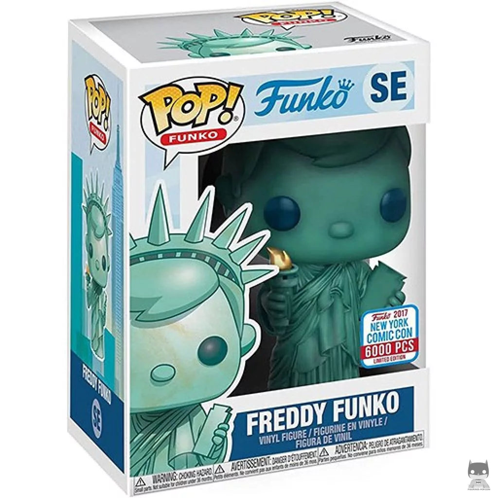 Figura Funko Pop! Freddy Funko como Estatua de la Libertad en su caja