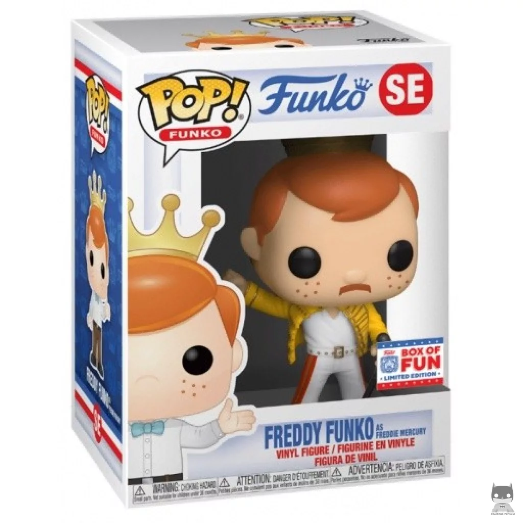 Figura Funko Pop! Freddy Funko como Freddie Mercury en su caja