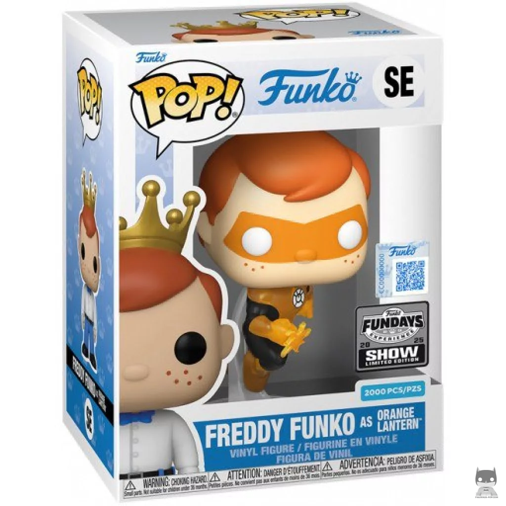 Figura Funko Pop! Freddy Funko como Linterna Naranja (Translúcido) en su caja