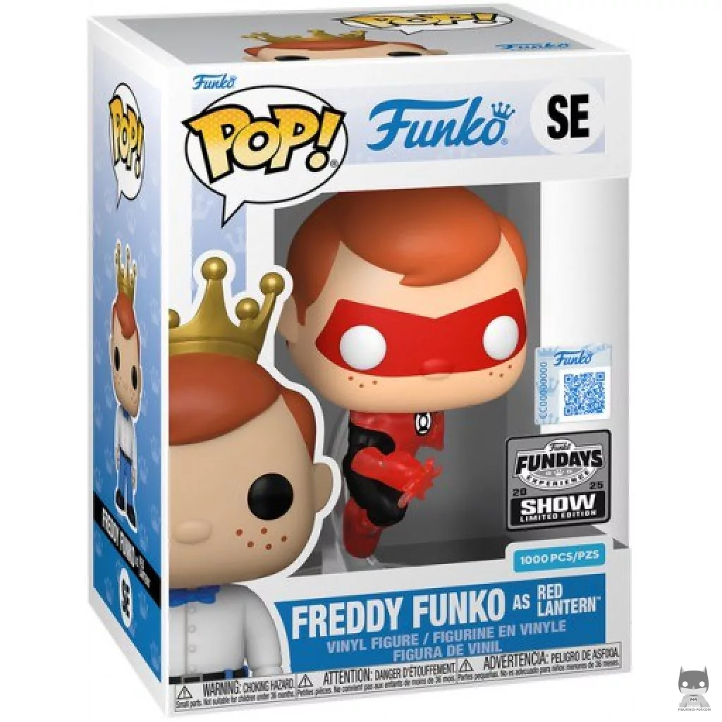 Figura Funko Pop! Freddy Funko como Linterna Roja (Translúcido) en su caja