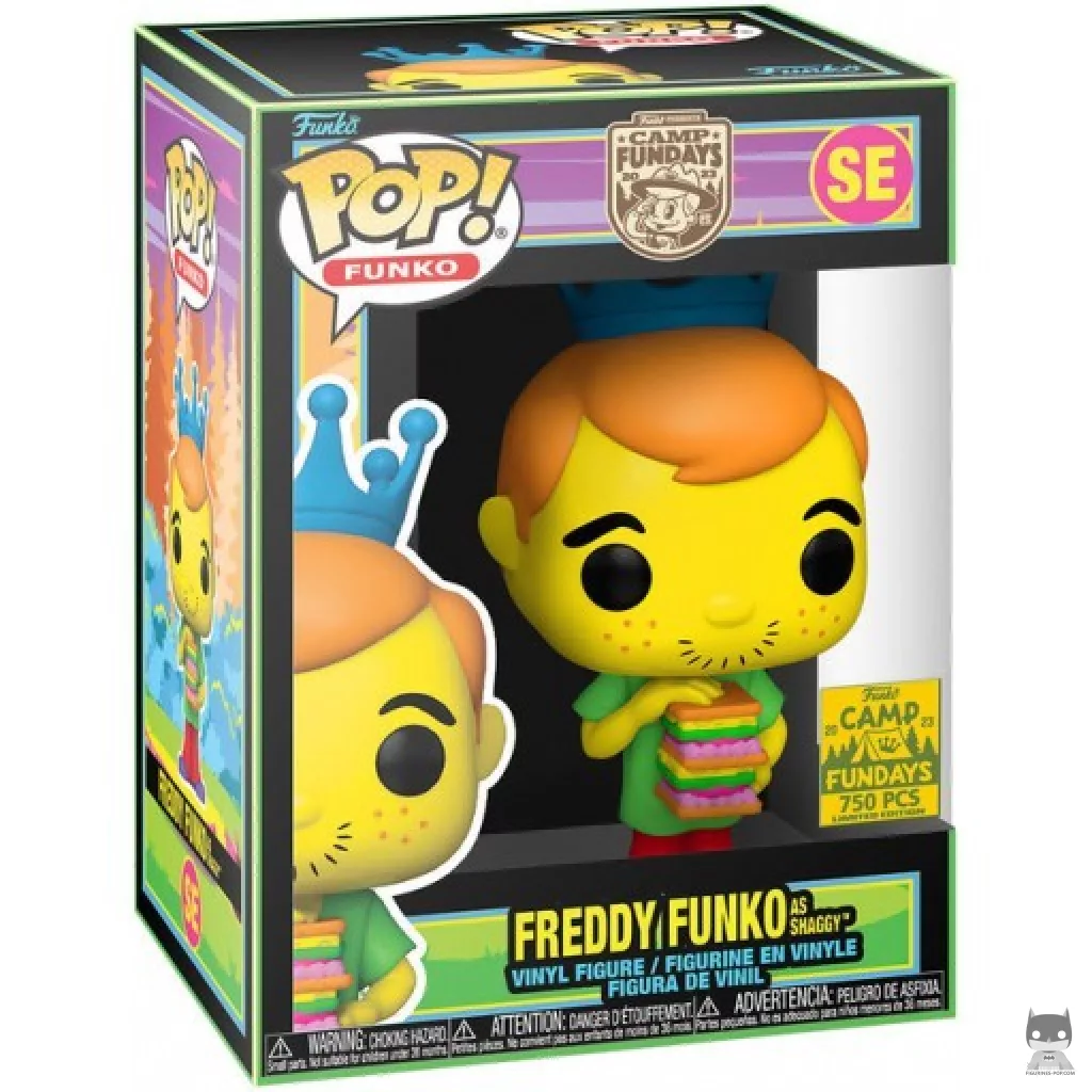 Figura Funko Pop! Freddy Funko como Shaggy (Luz negra) en su caja