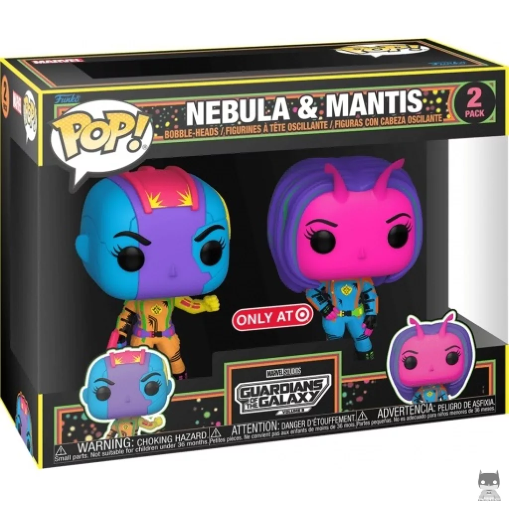 Figura Funko Pop! Nebula & Mantis (Luz negra) en su caja