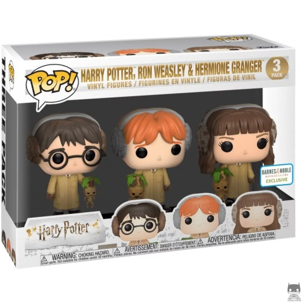 Figura Funko Pop! Herbología (Harry Potter, Ron Weasley & Hermione Granger) en su caja