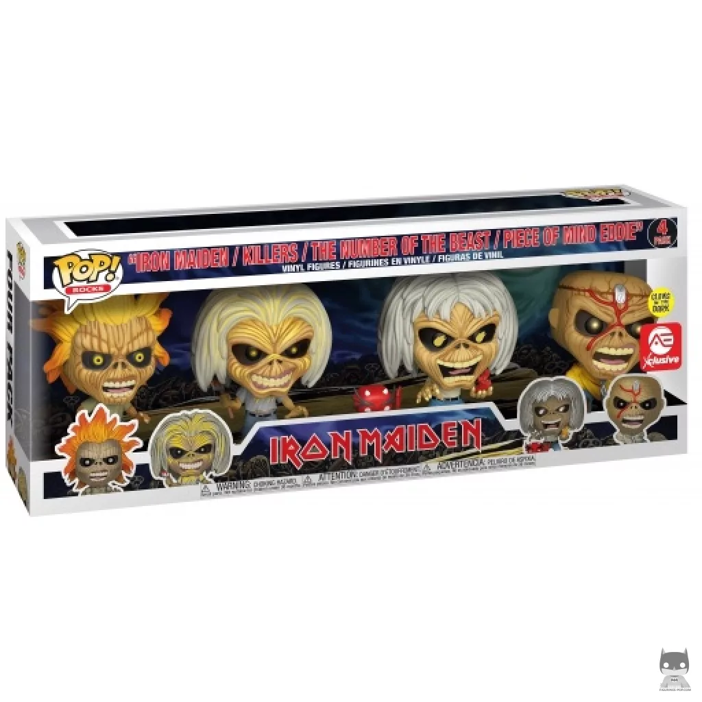 Figura Funko Pop! Eddie Iron Maiden, Killers, The Number of the Beast & Piece of Mind en su caja
