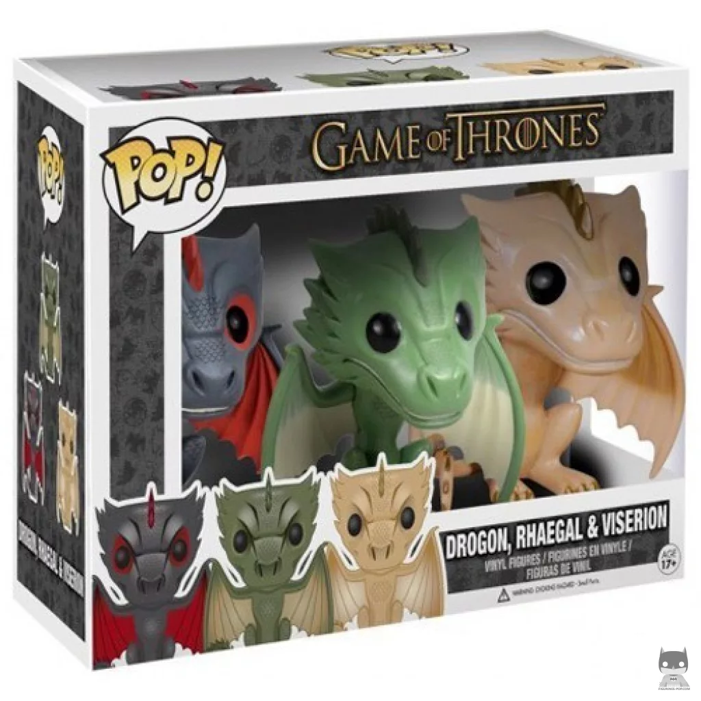 Figura Funko Pop! Drogon, Rhaegal & Viserion en su caja