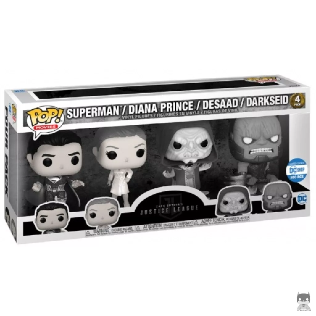 Figura Funko Pop! Superman, Diana Prince, Desaad & Darkseid en su caja