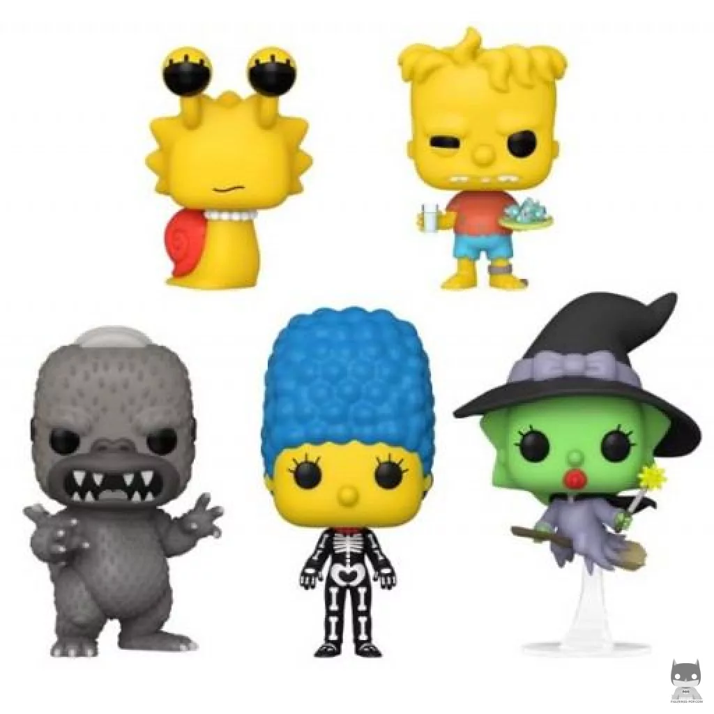 Figura Funko Pop! Lisa caracol, Bart gemelo, Homerzilla, Maggie bruja & Marge esqueleto (Los Simpson)