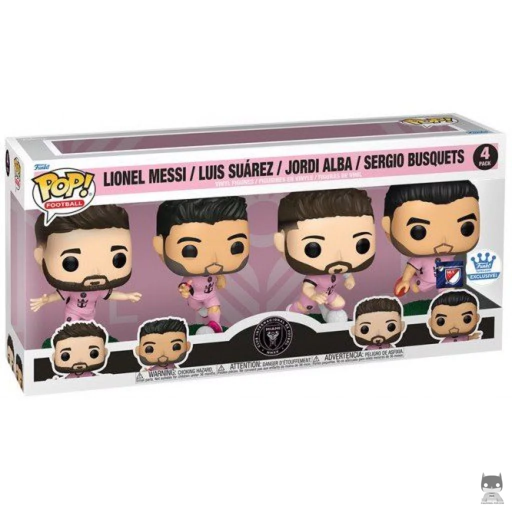 Figura Funko Pop! Lionel Messi, Luis Suárez, Jordi Alba & Sergio Busquets (Major League Soccer) en su caja