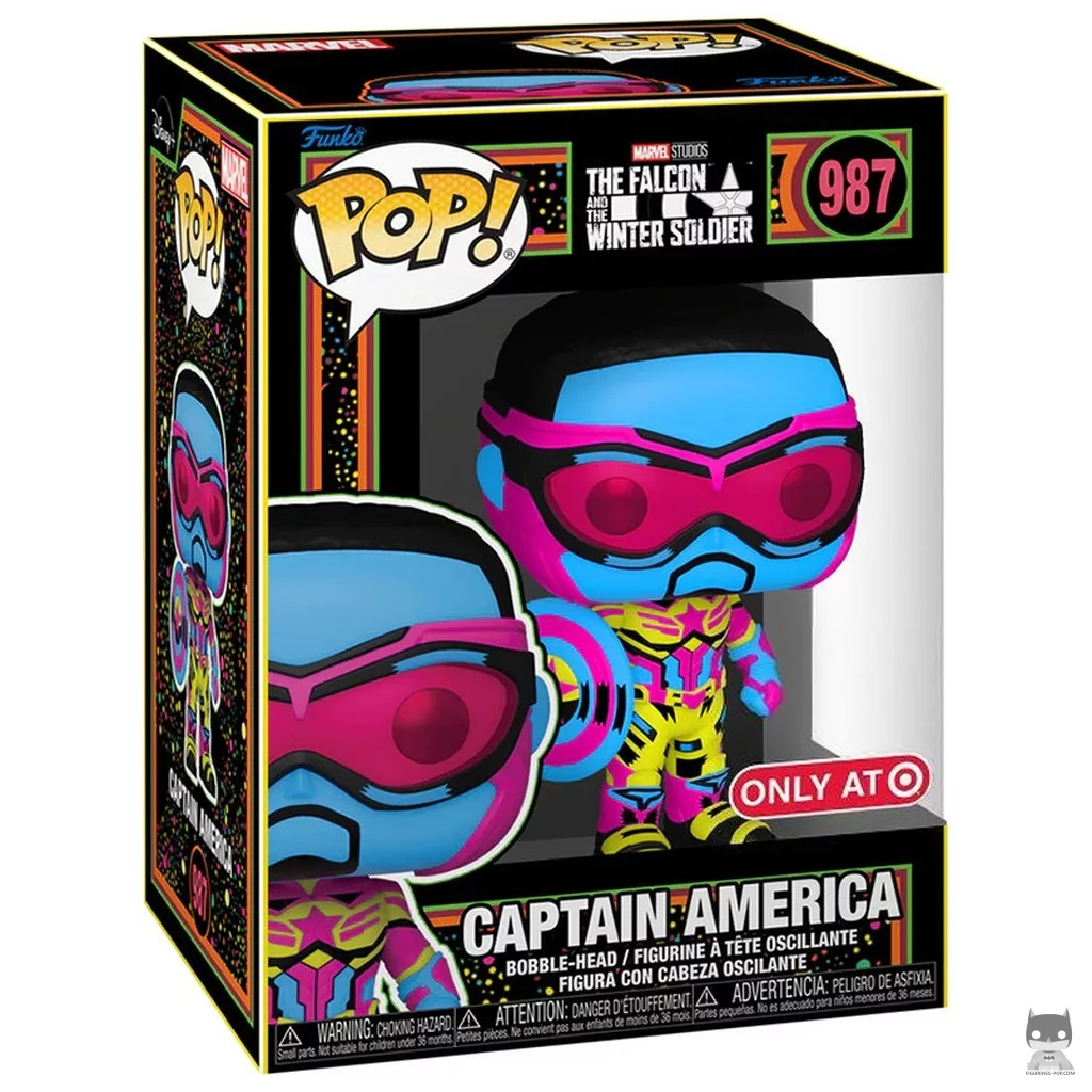 Figura Funko Pop! Capitán América (Luz negra) en su caja