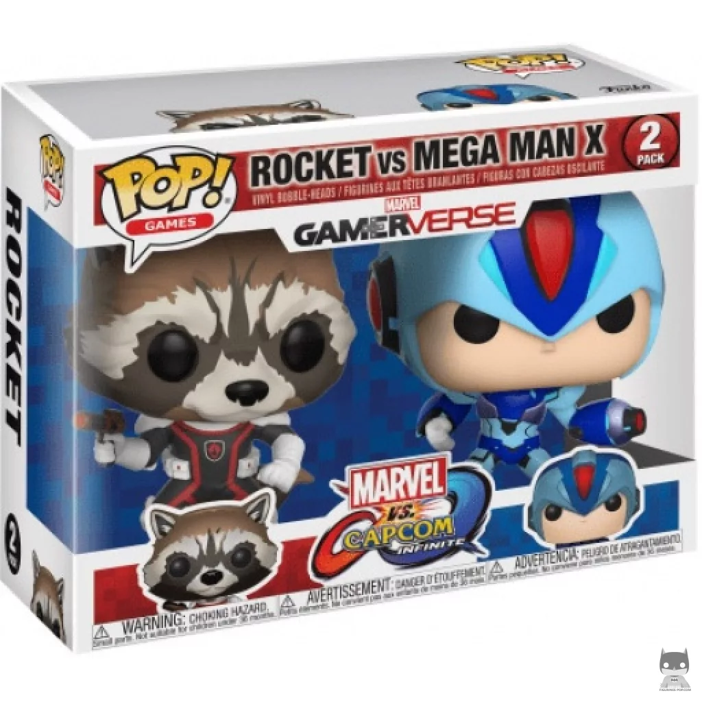 Figura Funko Pop! Rocket vs Mega Man X en su caja