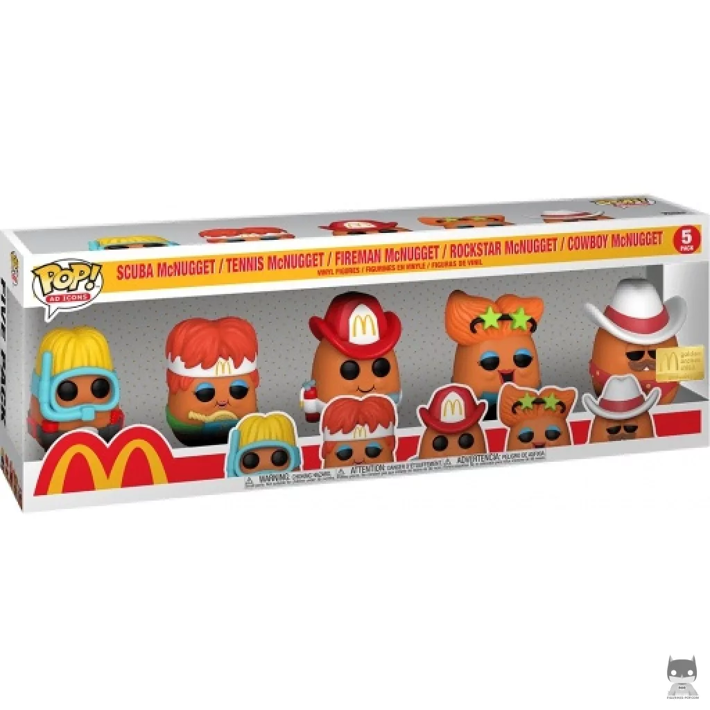 Figura Funko Pop! McNugget buceador, McNugget tenista, McNugget bombero, McNugget rockero & McNugget vaquero en su caja