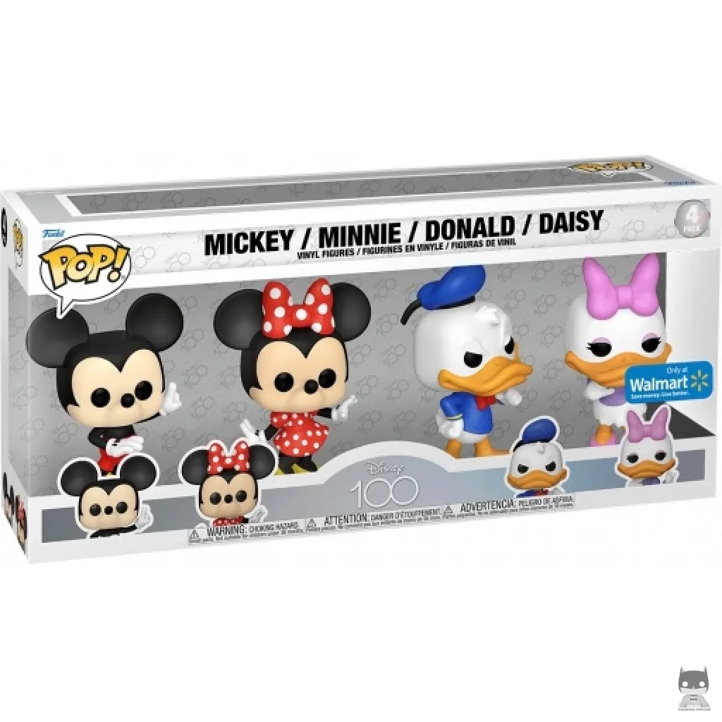Figura Funko Pop! Mickey Mouse, Minnie Mouse, Pato Donald & Daisy en su caja