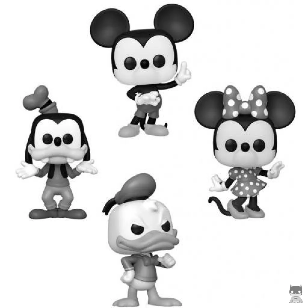 Figura Funko Pop! Mickey Mouse, Minnie Mouse, Pato Donald & Goofy (Blanco y negro) (Mickey y sus amigos)