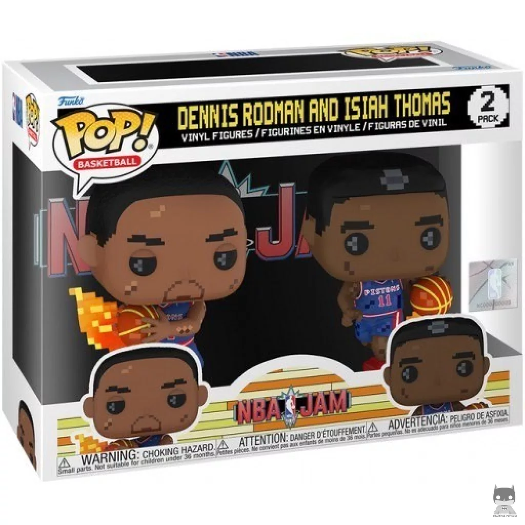 Figura Funko Pop! Dennis Rodman & Isiah Thomas (8-bit) en su caja