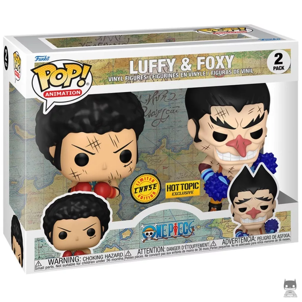 Figura Funko Pop! Luffy & Foxy (Chase) en su caja