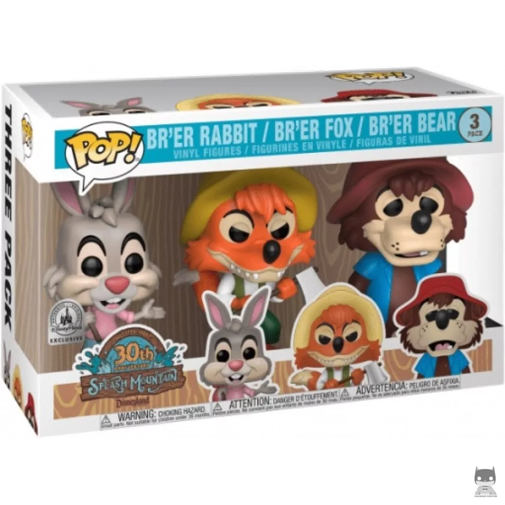 Figura Funko Pop! Br'er Rabbit, Br'er Fox & Br'er Bear de Splash Mountain en su caja