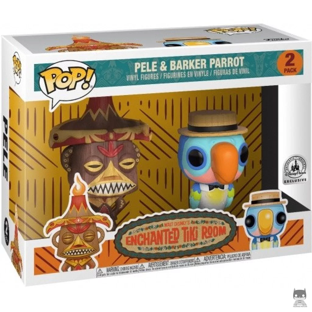 Figura Funko Pop! Pele & Barker Parrot de Enchanted Tiki Room en su caja
