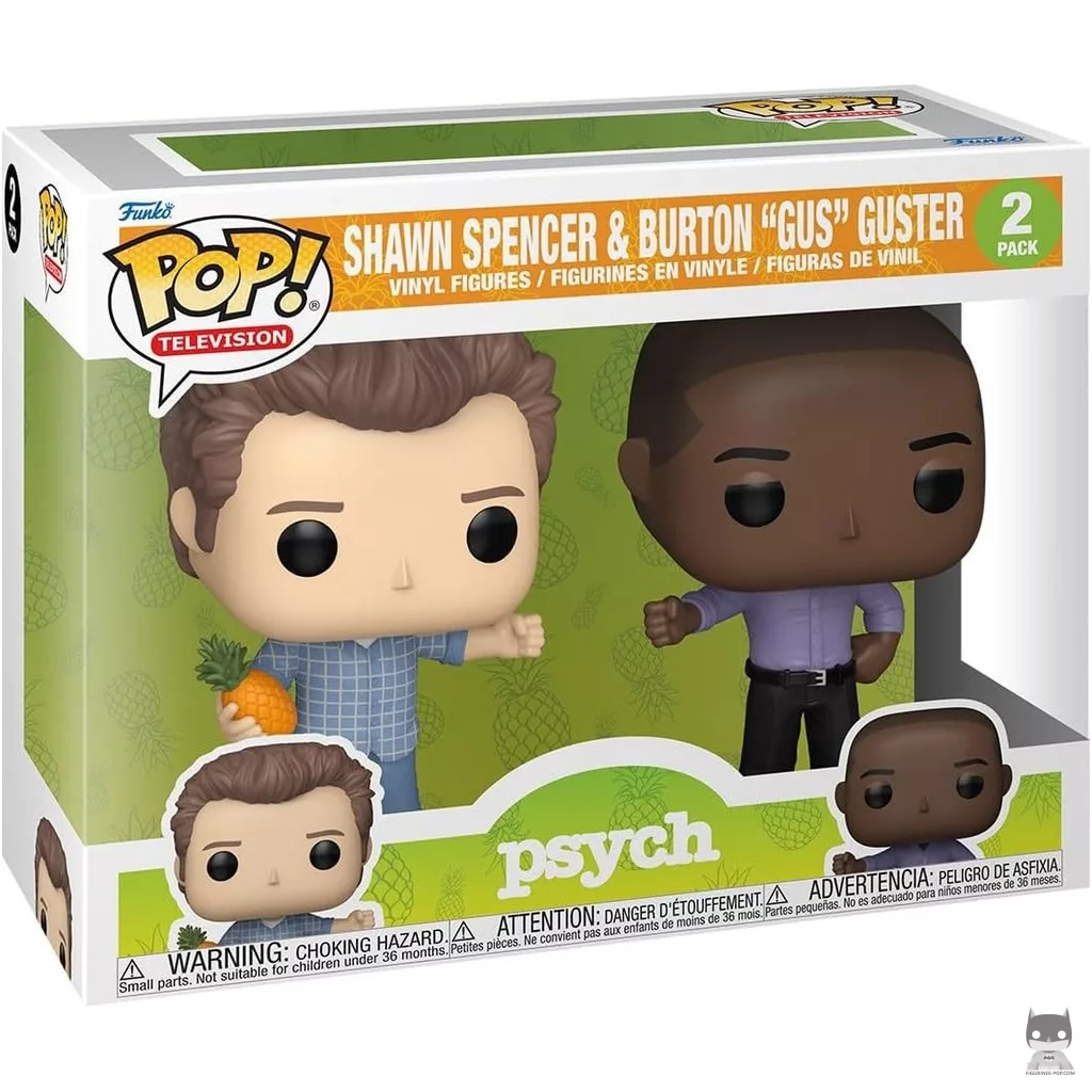 Figura Funko Pop! Shawn Spencer & Burton "Gus" Guster en su caja