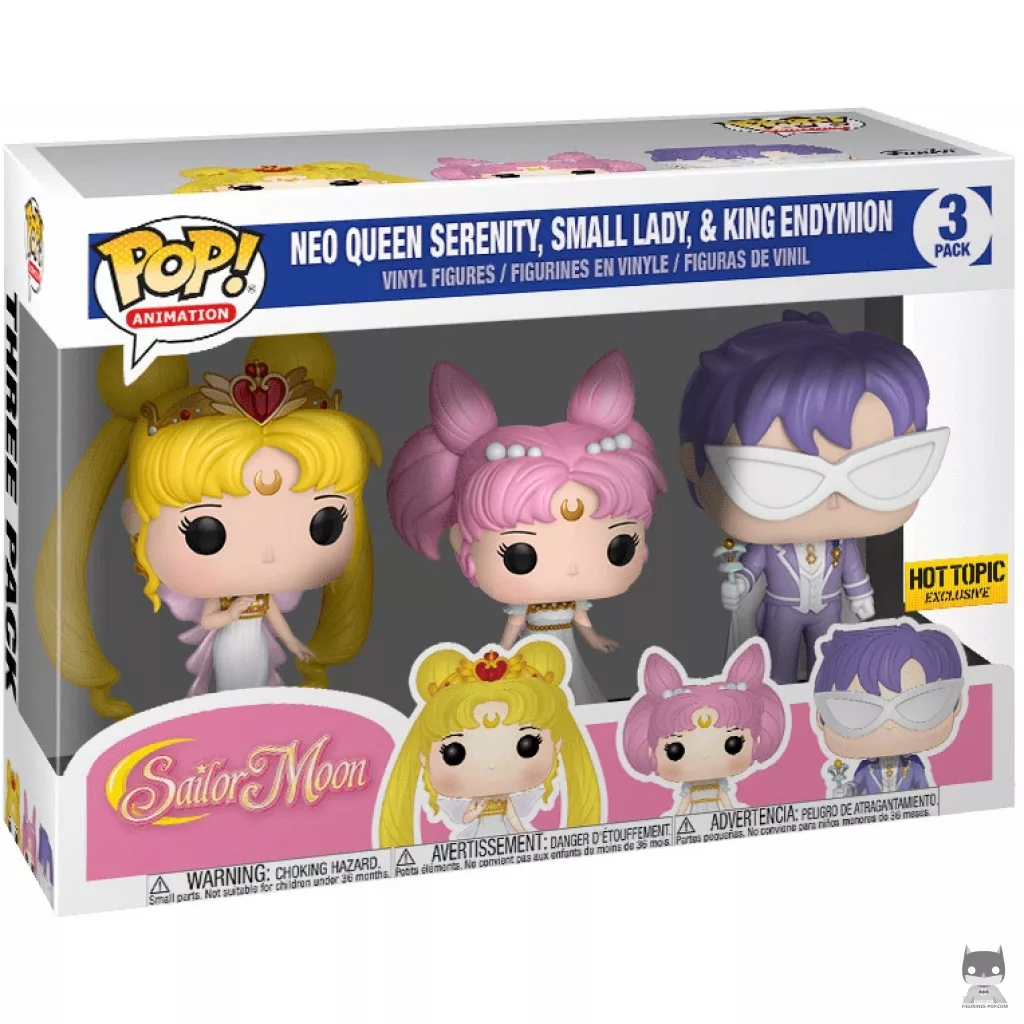 Figura Funko Pop! Neo Reina Serenity, Pequeña Dama & Rey Endymion en su caja