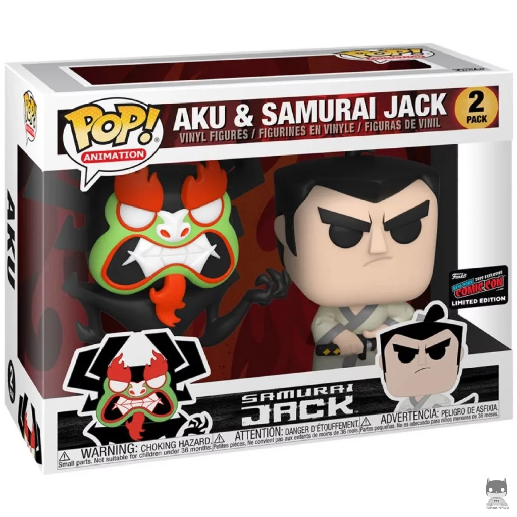 Figura Funko Pop! Aku & Samurai Jack en su caja