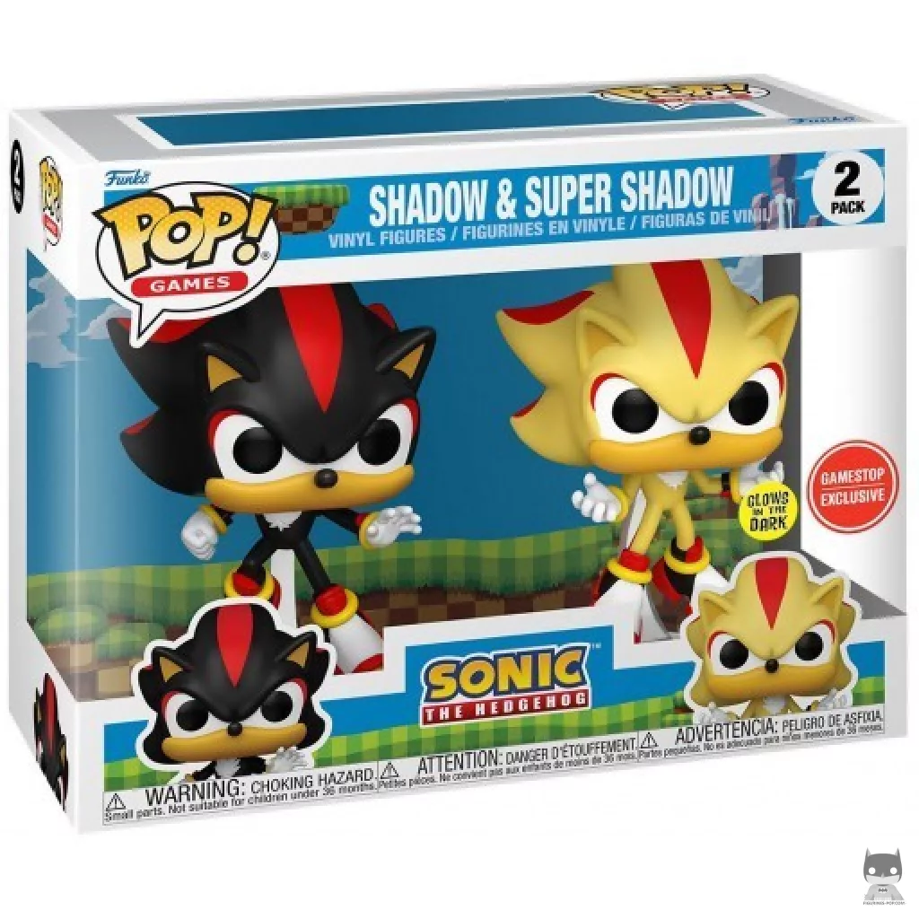 Figura Funko Pop! Shadow & Super Shadow (Brilla en la oscuridad) en su caja