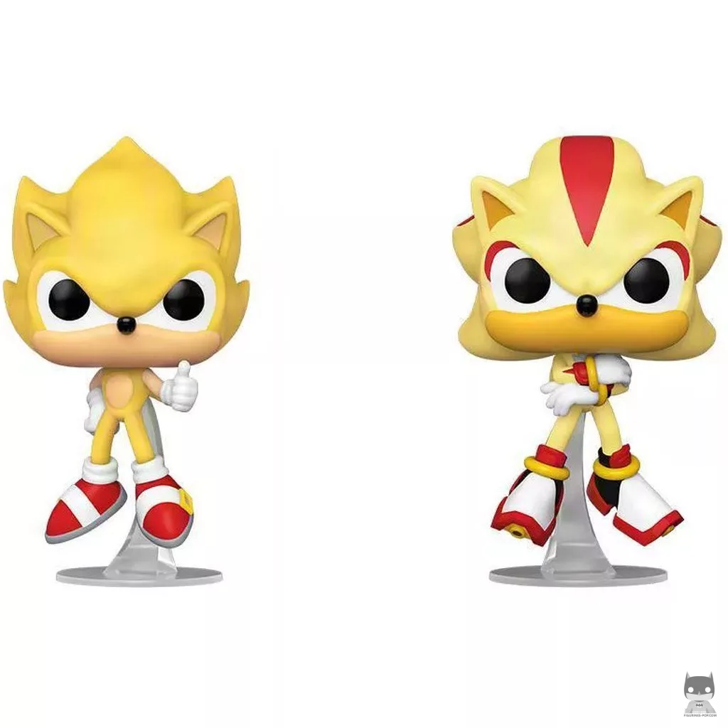 Figura Funko Pop! Super Sonic & Super Shadow (Flocado) en su caja