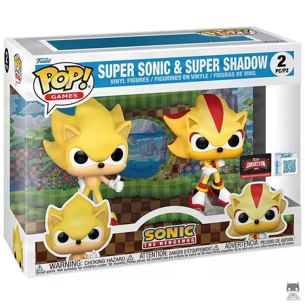 Figura Funko Pop! Super Sonic & Super Shadow (Flocado) (Sonic The Hedgehog)