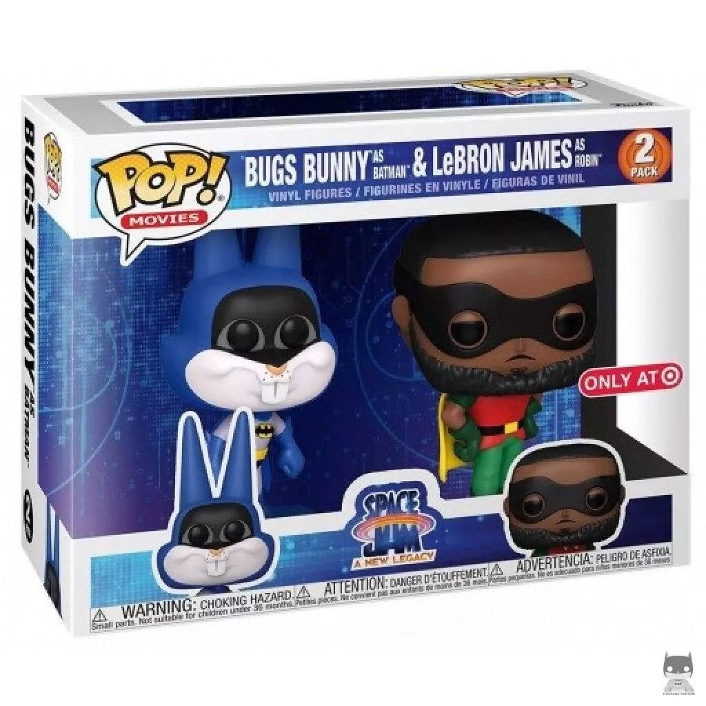 Figura Funko Pop! Bugs Bunny como Batman & LeBron James como Robin en su caja