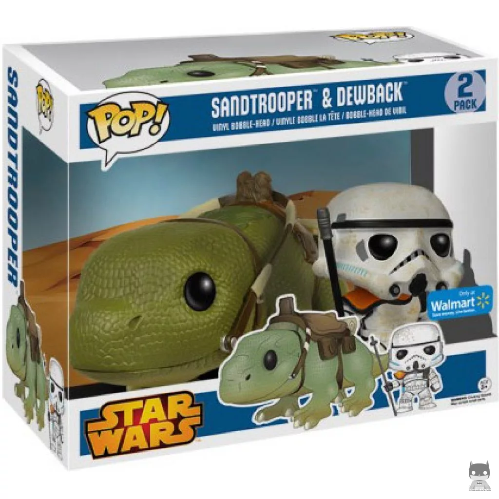 Figura Funko Pop! Sandtrooper & Dewback en su caja