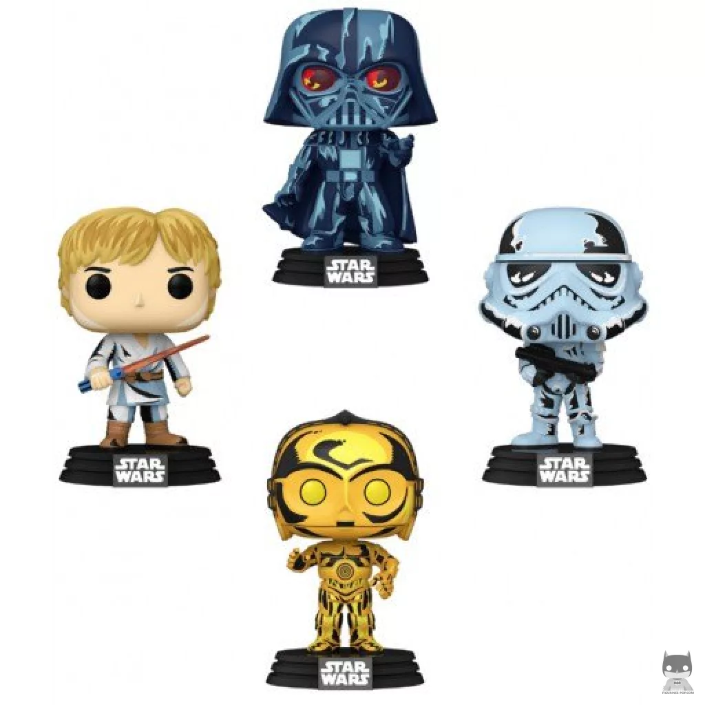 Figura Funko Pop! Darth Vader, Luke Skywalker, C-3PO & Stormtrooper (Star Wars: Retro Series)
