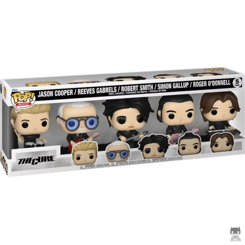 Figura Funko Pop! Jason Cooper, Reeves Gabrels, Robert Smith, Simon Gallup & Roger O'Donnell en su caja