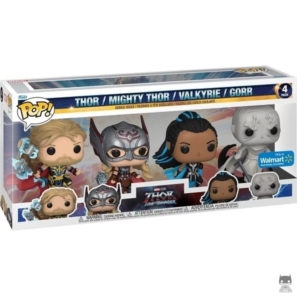 Figura Funko Pop! Thor, Poderosa Thor, Valquiria & Gorr en su caja
