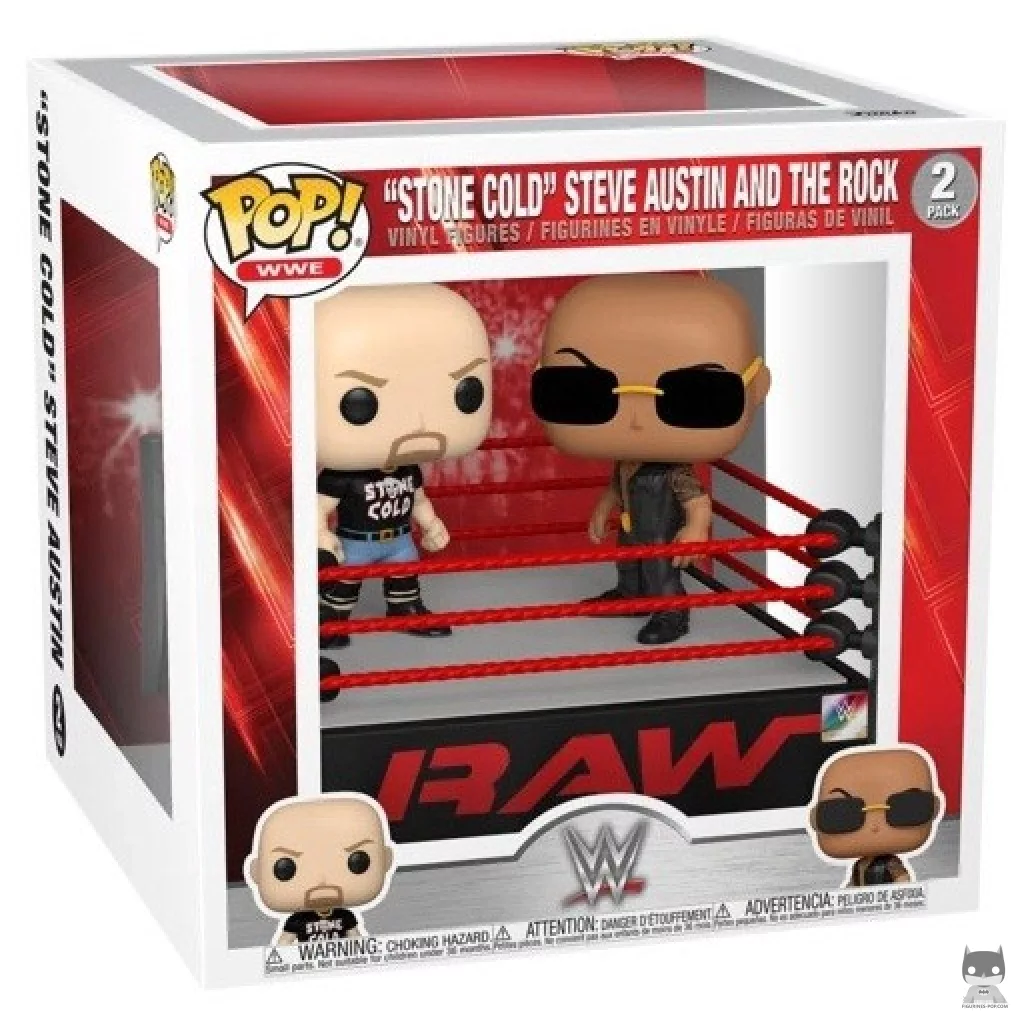 Figura Funko Pop! The Rock vs "Stone Cold" Steve Austin en el ring en su caja