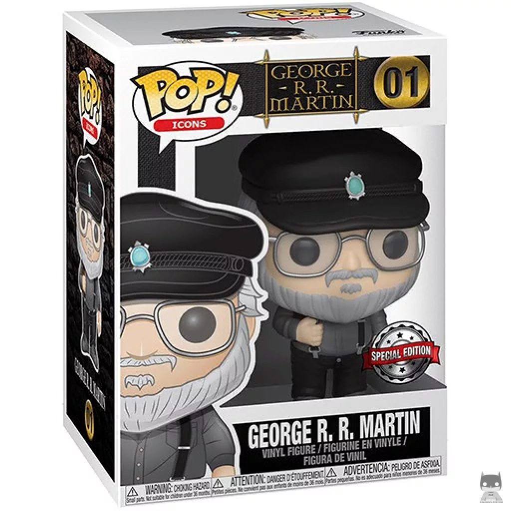 Figura Funko Pop! George R.R. Martin en su caja
