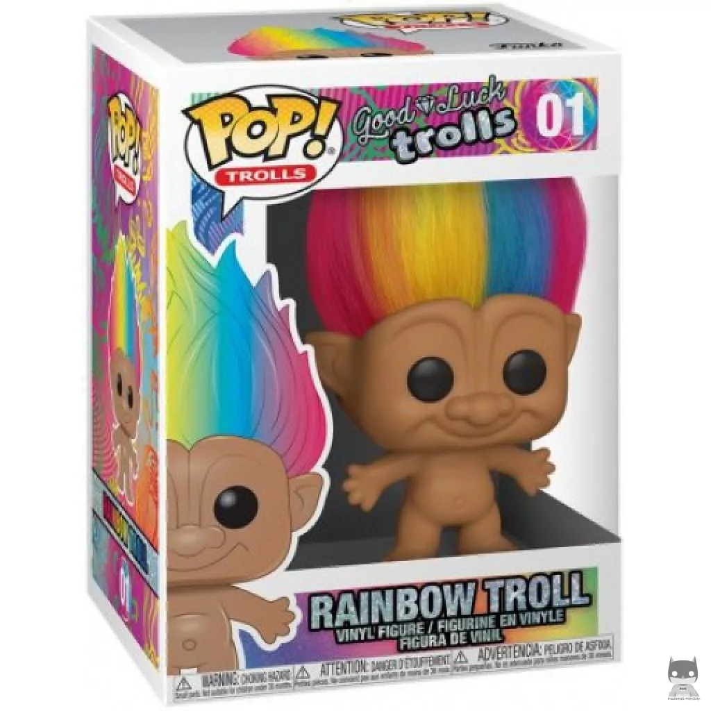 Figura Funko Pop! Troll arcoíris en su caja