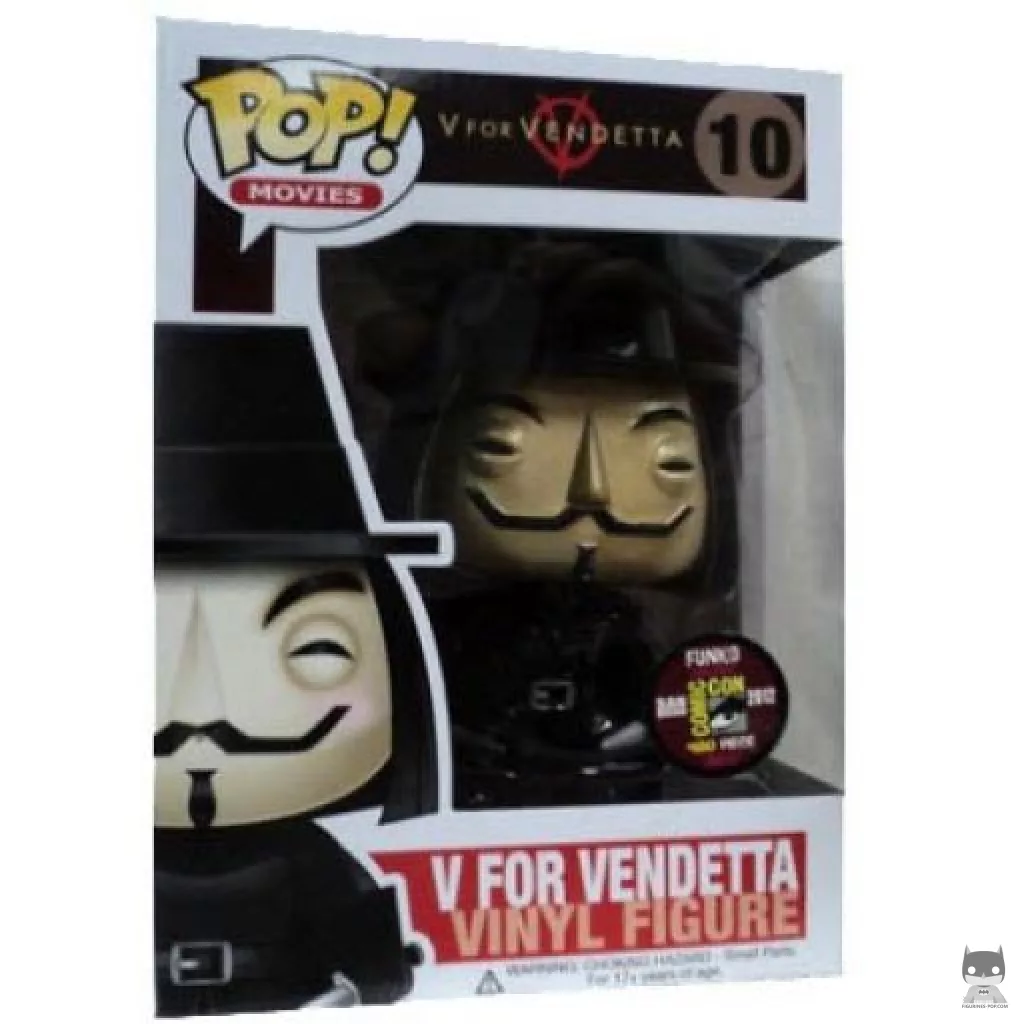Figura Funko Pop! V (Metalizado) en su caja