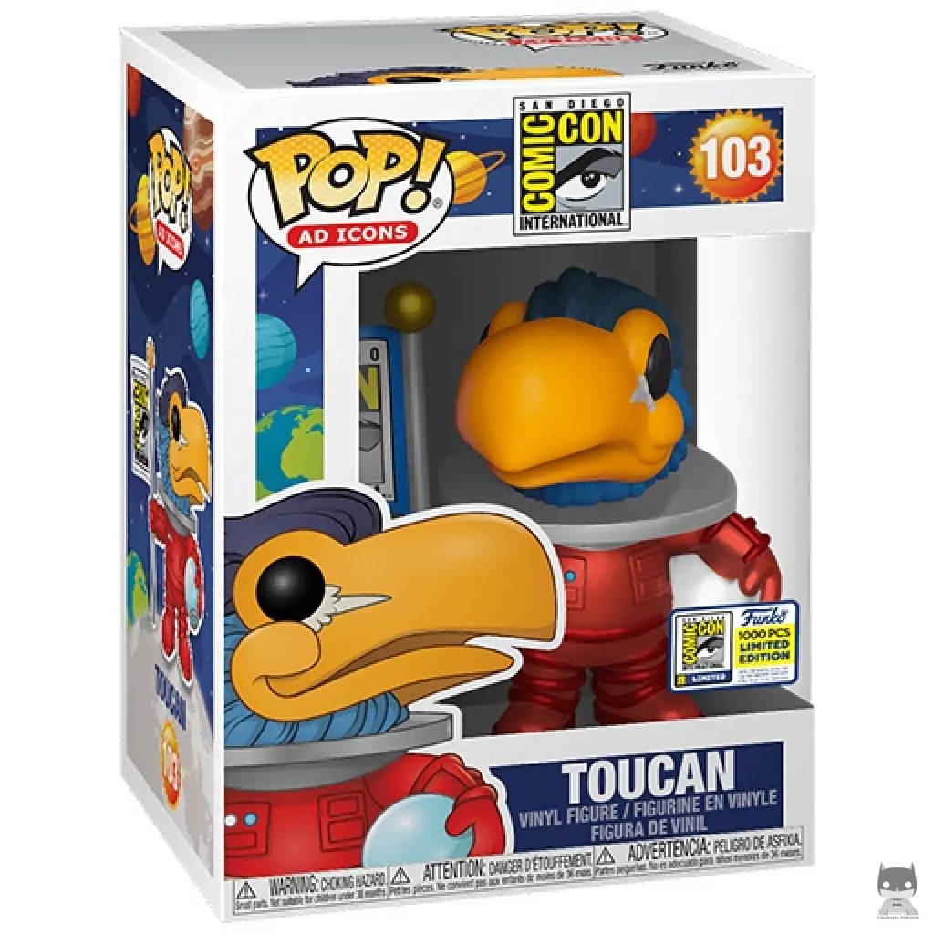 Figura Funko Pop! Tucán astronauta (Metalizado) en su caja