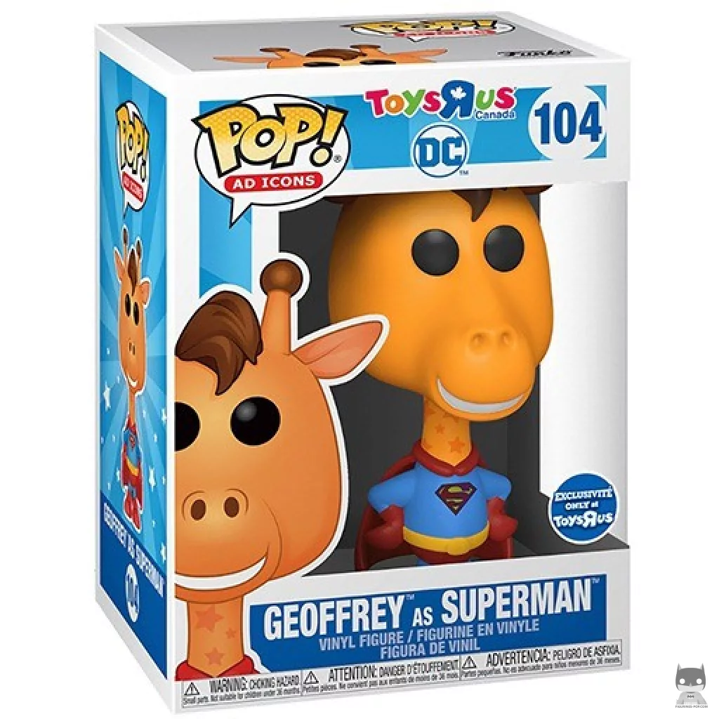 Figura Funko Pop! Geoffrey la Jirafa (como Superman) en su caja
