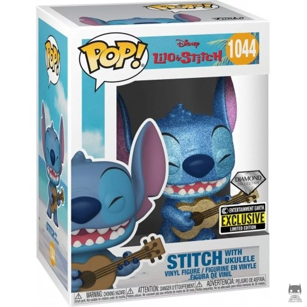 Figura Funko Pop! Stitch con ukelele (Purpurina de diamante) en su caja