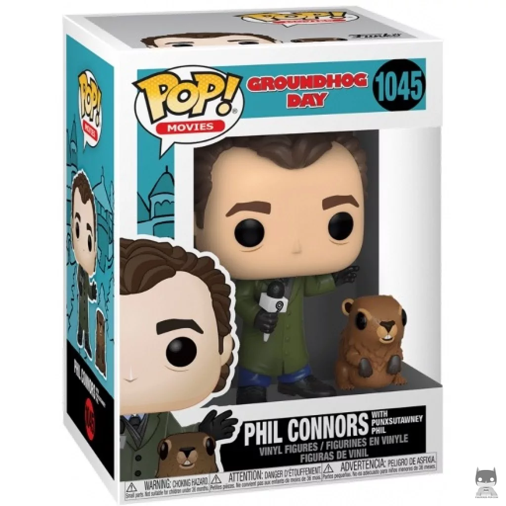 Figura Funko Pop! Phil Connors con Punxsutawney Phil en su caja