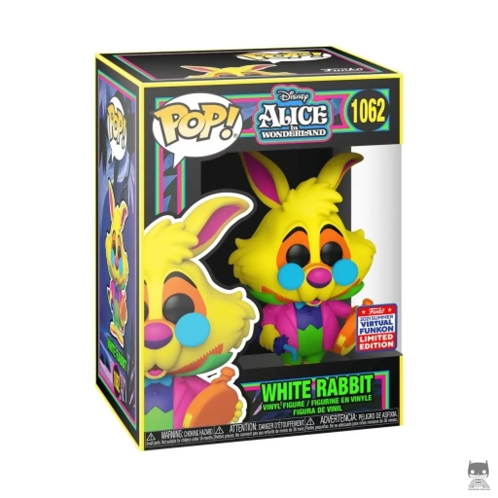 Figura Funko Pop! Conejo Blanco (Luz negra) en su caja