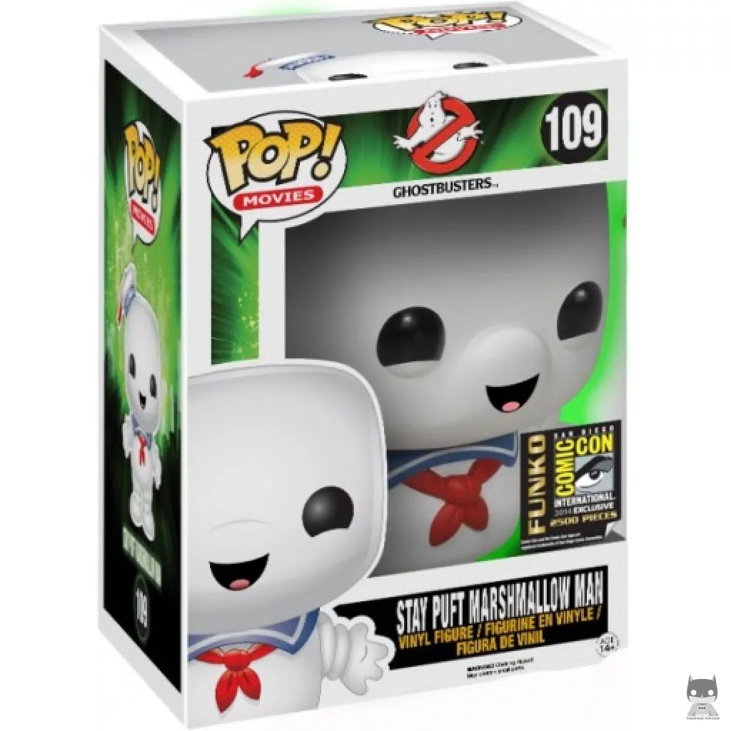 Figura Funko Pop! Hombre de Malvavisco Stay Puft (Brilla en la oscuridad & Supersized) en su caja