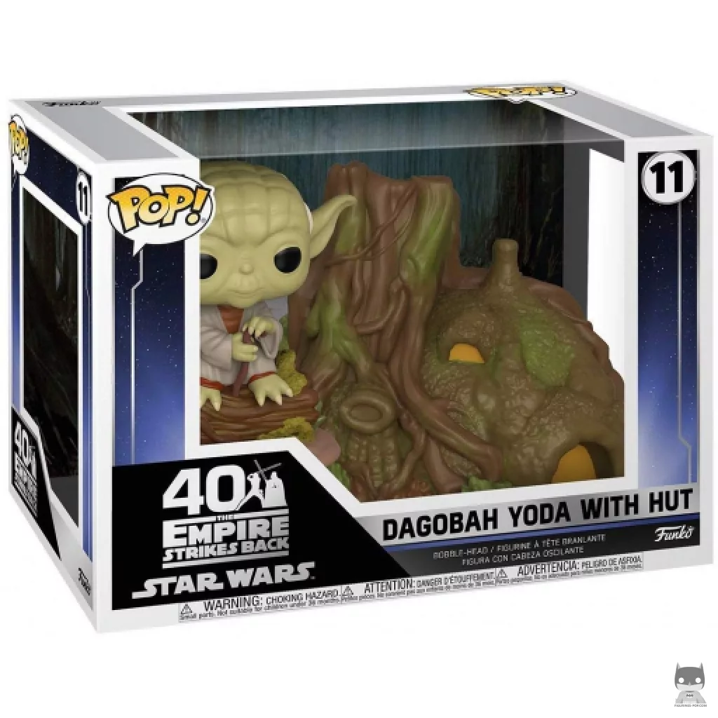 Figura Funko Pop! Yoda en Dagobah con su cabaña en su caja